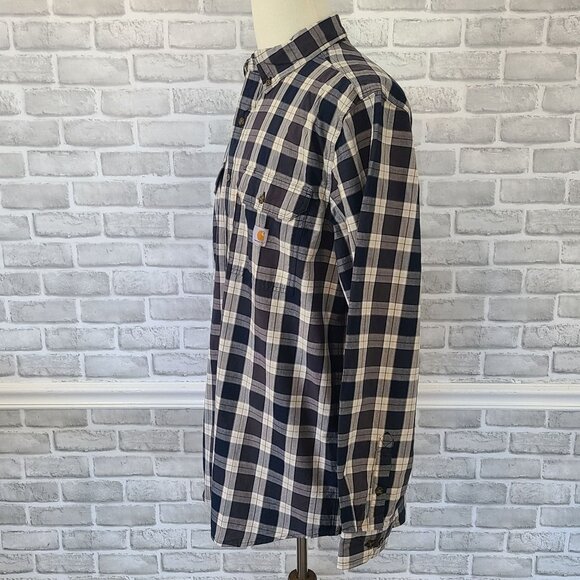 Carhartt Men's Loose Fit Midweight Chambray Long-Sleeve Plaid Shirt L Tall NEW - Picture 3 of 8
